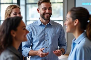 Équipe en entreprise participant à un atelier santé