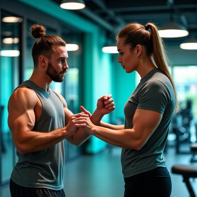 Coach sportif donnant des instructions pour un fitness personnalisé