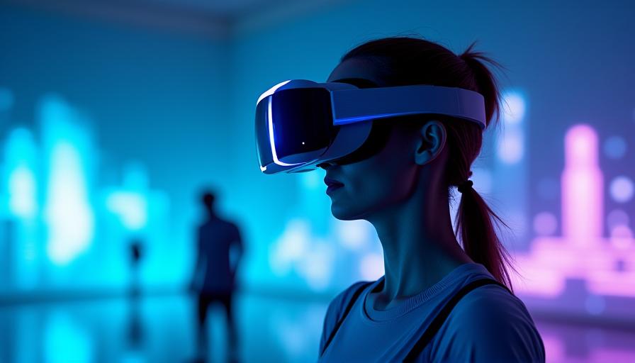 Femme utilisant un casque de réalité virtuelle pour un fitness immersif